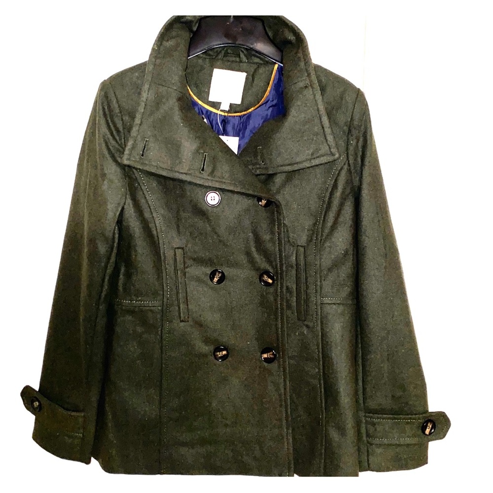 Hunter Green Pea coat juniors size L